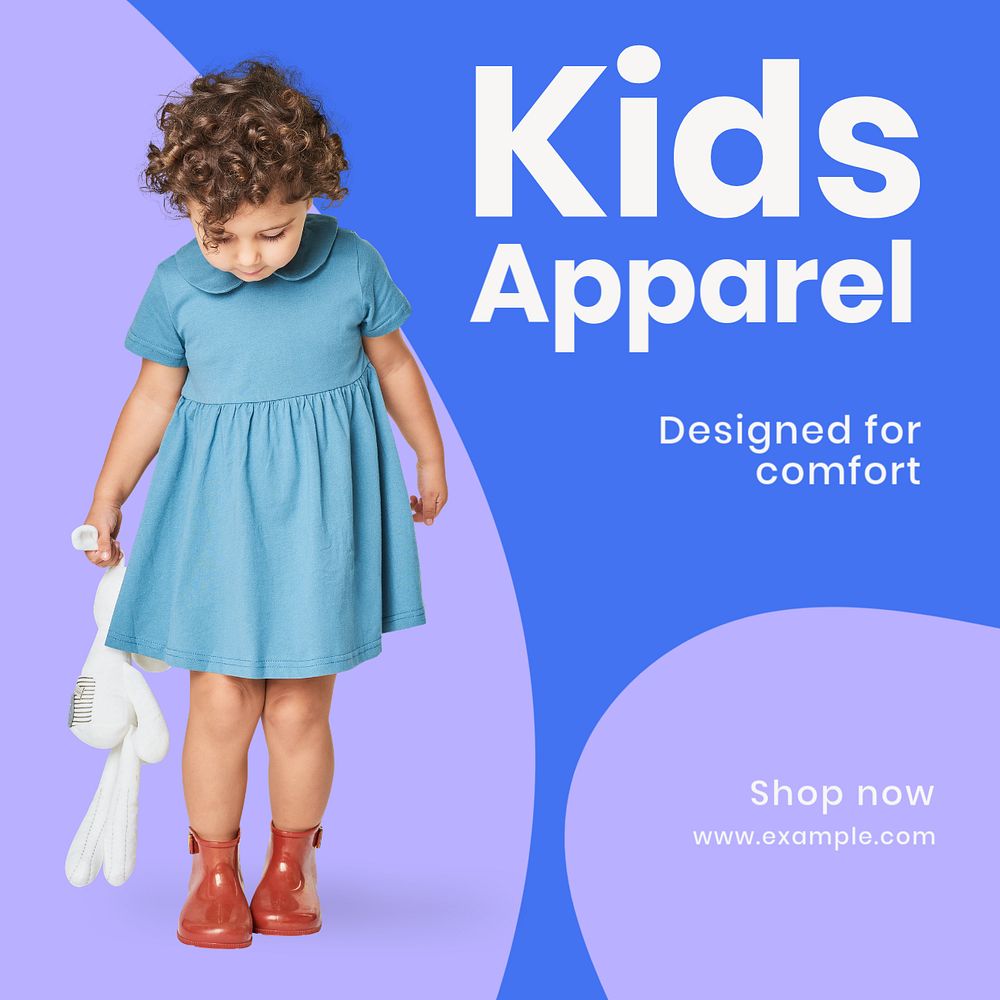 Kids apparel Instagram post template, editable text