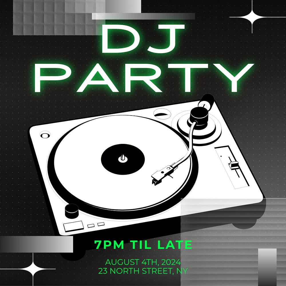 DJ party Instagram post template, editable text