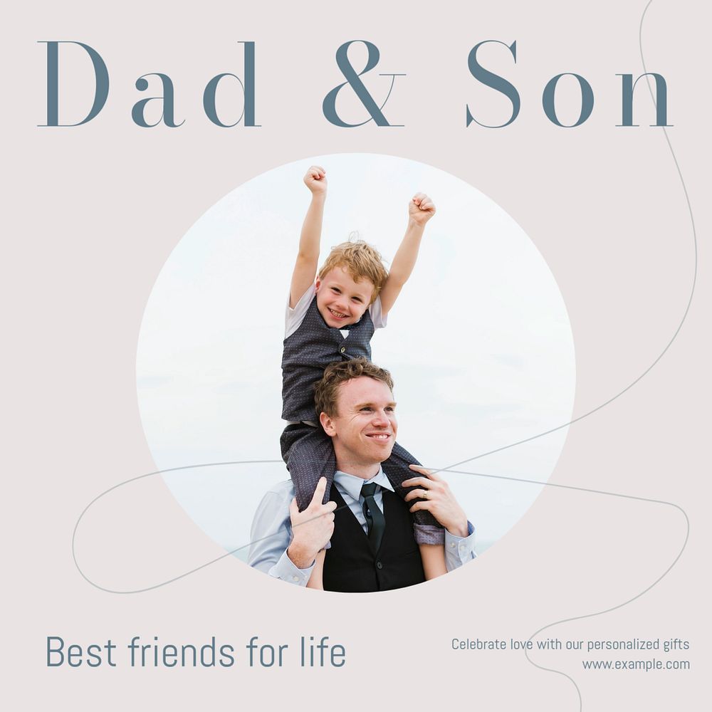 Dad & son Instagram post template, editable text