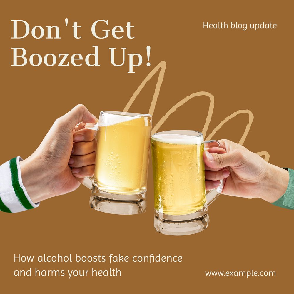 Booze up confidence Instagram post template, editable text