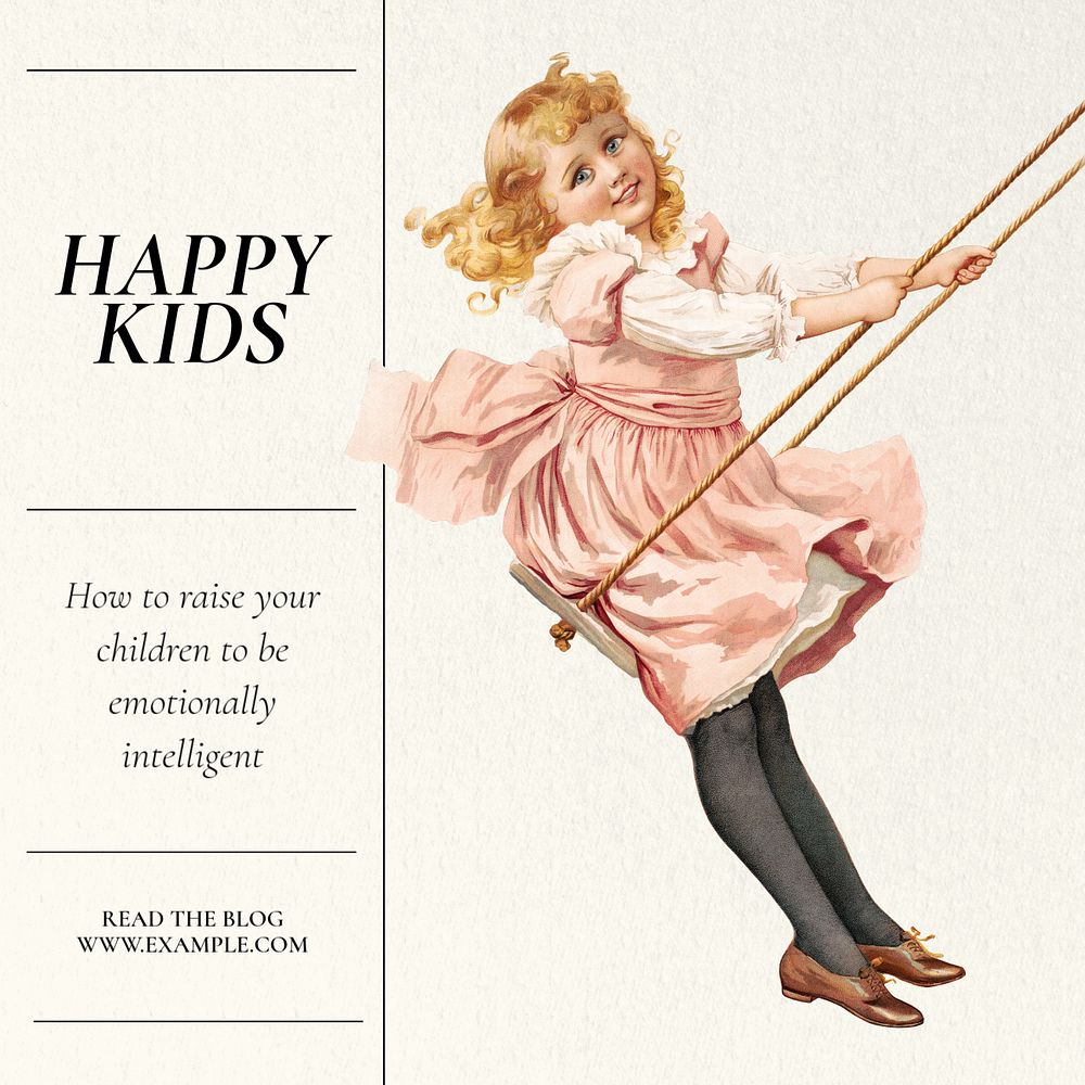 Happy kids Instagram post template, editable text