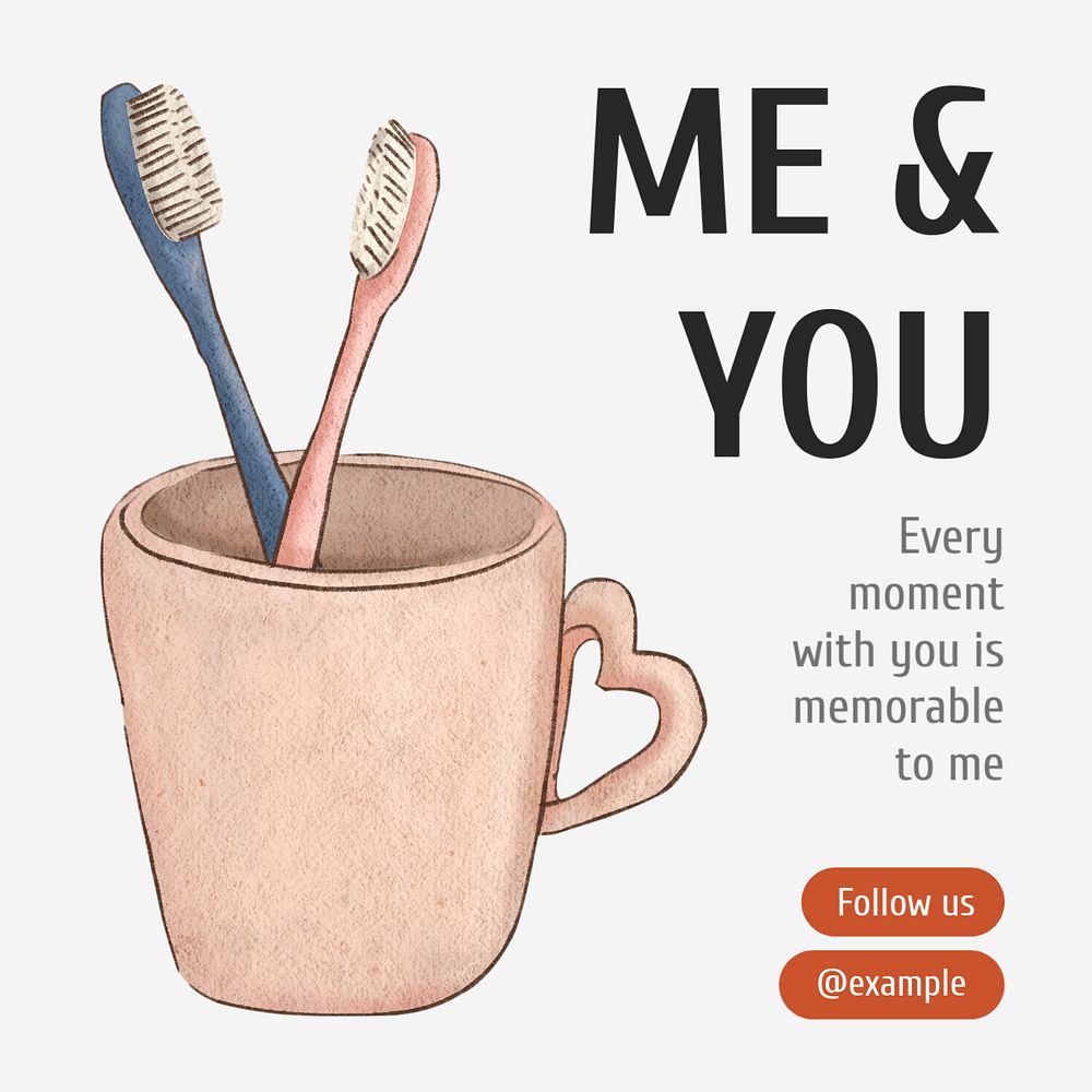 Me & you Instagram post template, editable text