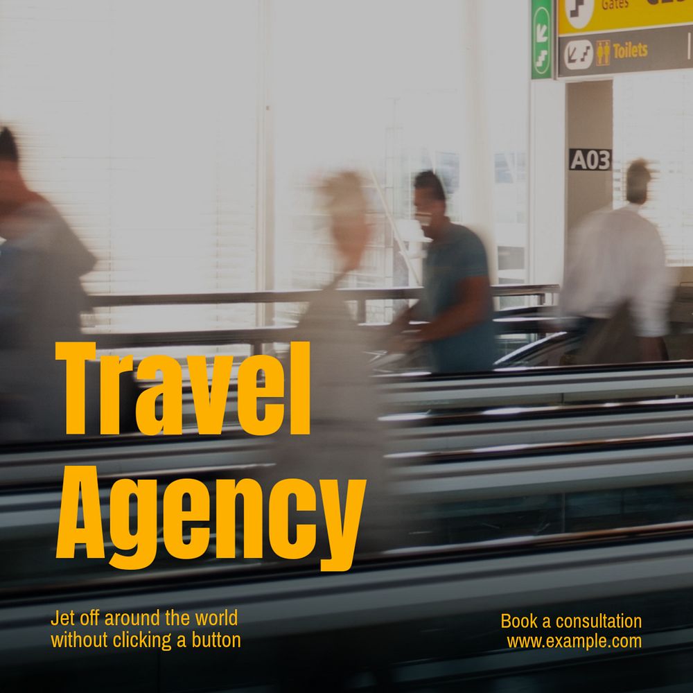 Travel agency Instagram post template, editable text