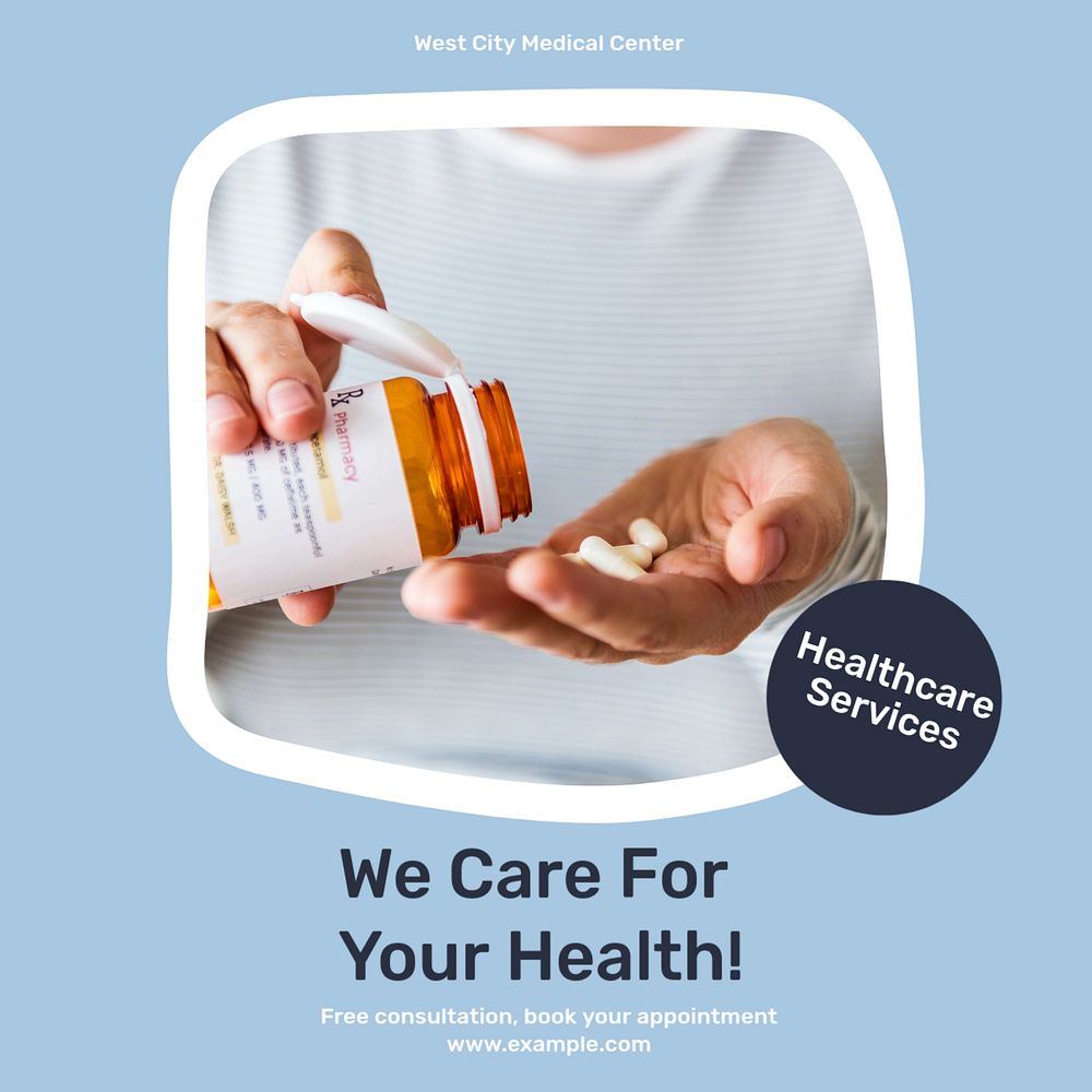 Healthcare services Instagram post template, editable text