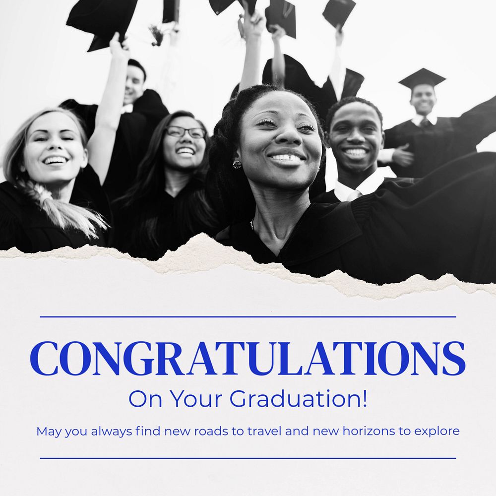 Congratulations graduation Instagram post template, editable text