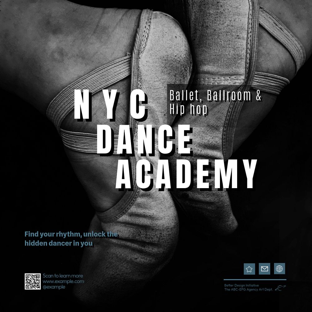 Dance academy Instagram post template, editable text