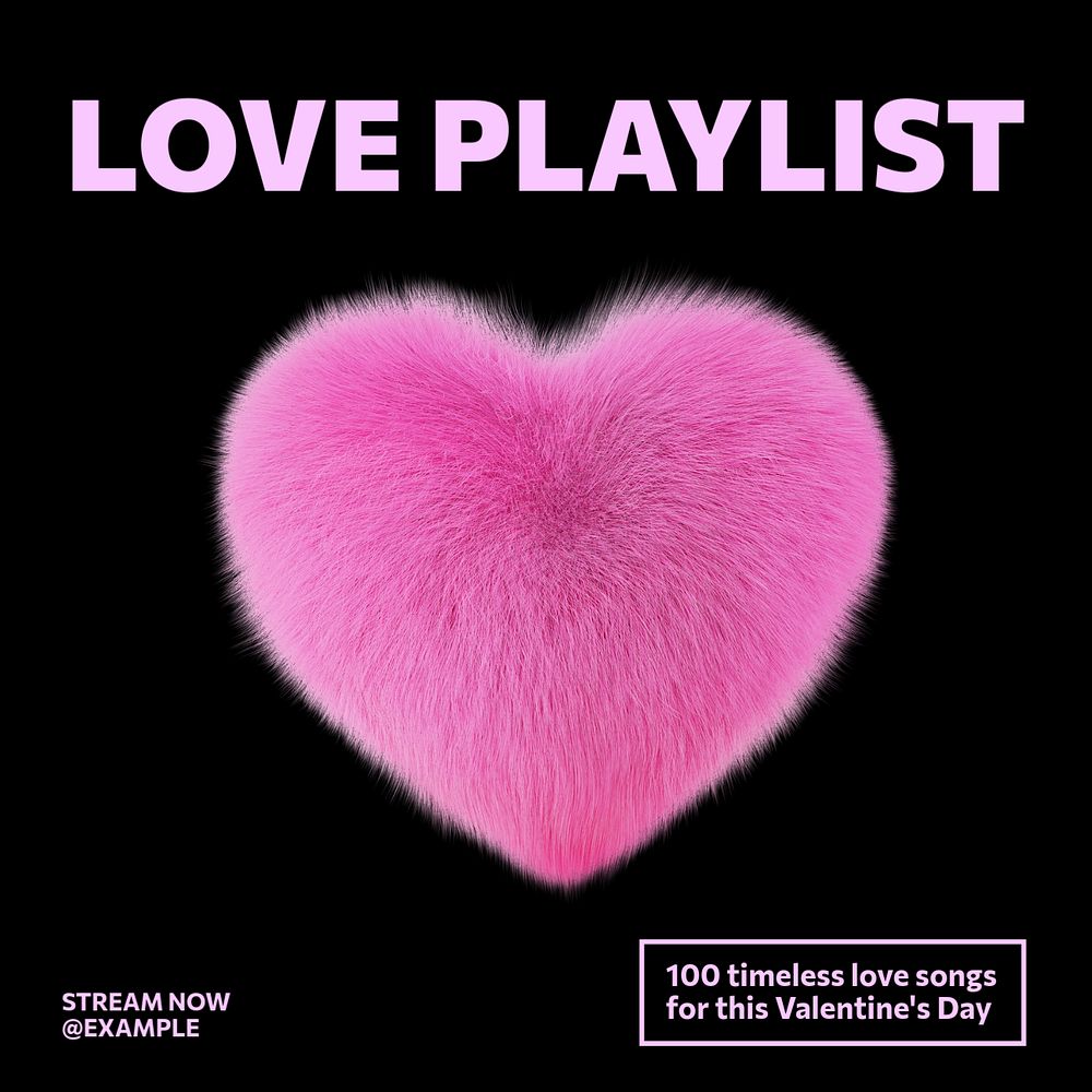 Love playlist Instagram post template, editable text