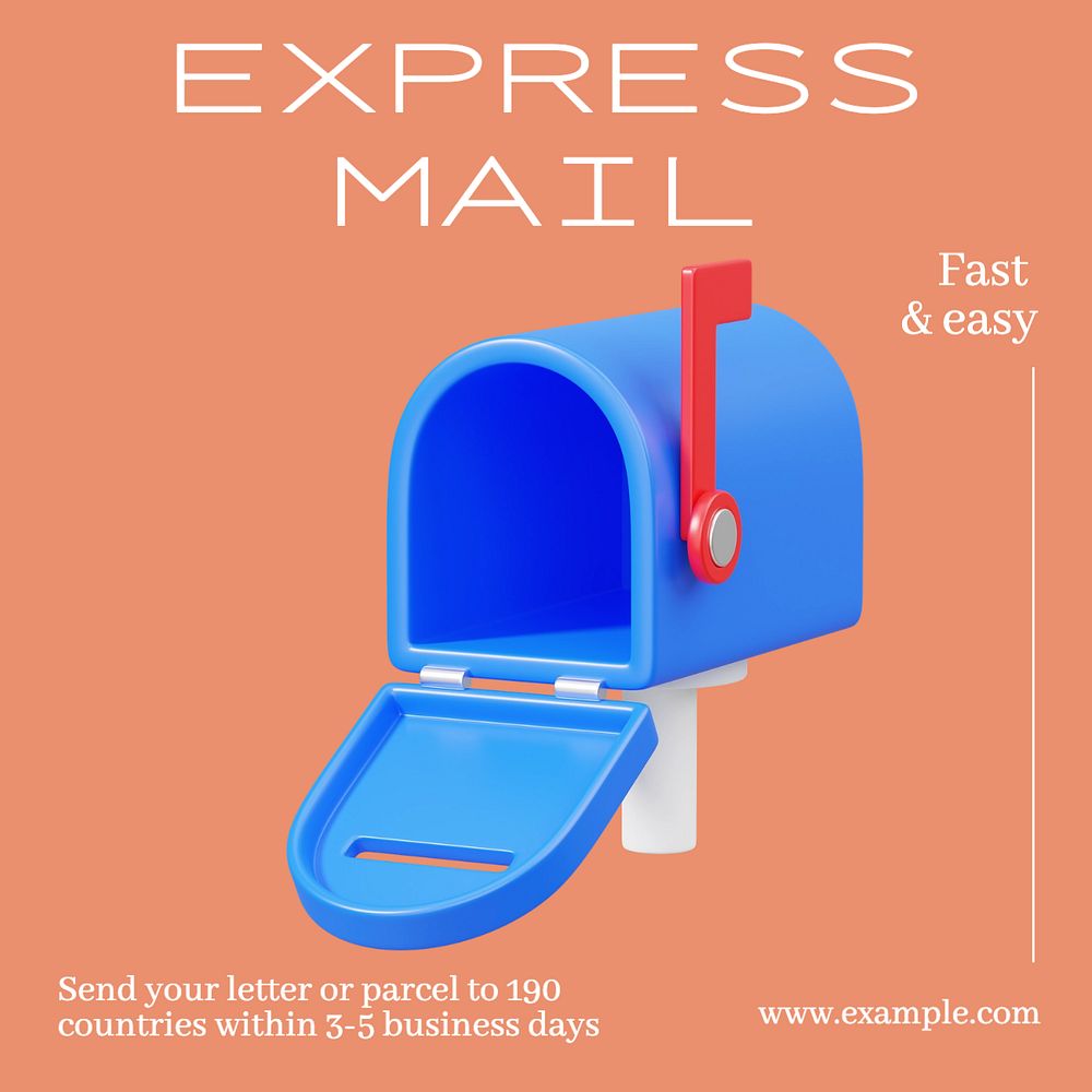 Express mail Instagram post template, editable text