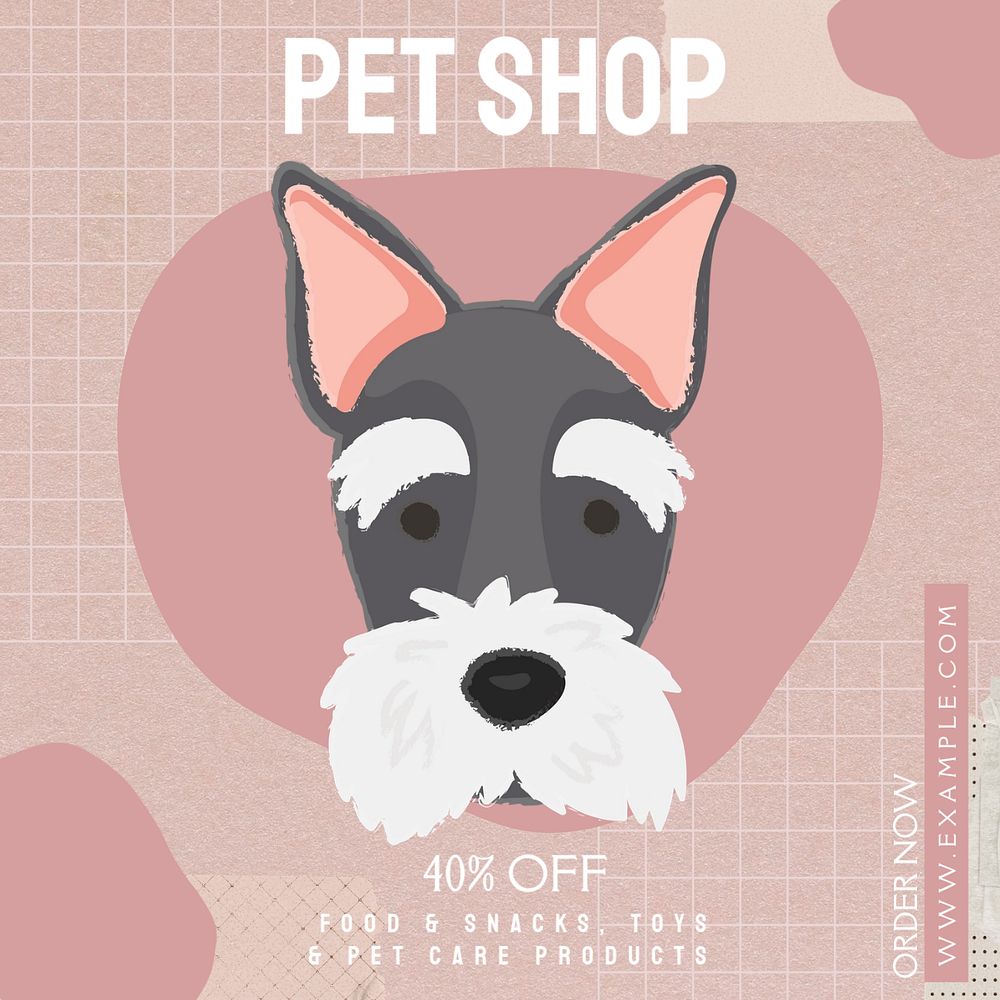 Pet shop Instagram post template, editable text