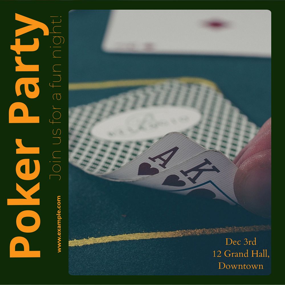 Poker party Instagram post template, editable text