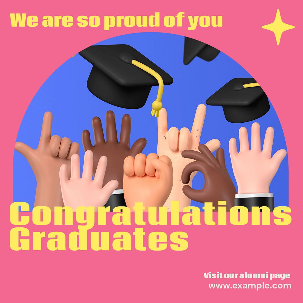 Congratulations graduates Instagram post template, editable text