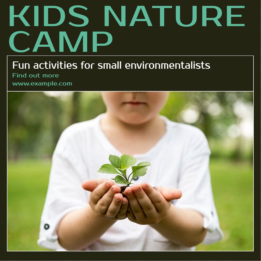 Kids nature camp Instagram post template, editable text