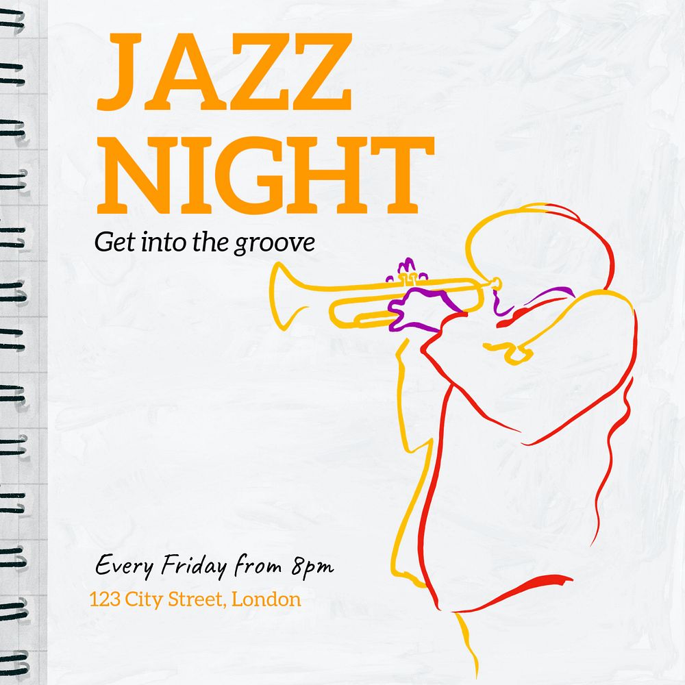 Jazz night Instagram post template, editable text