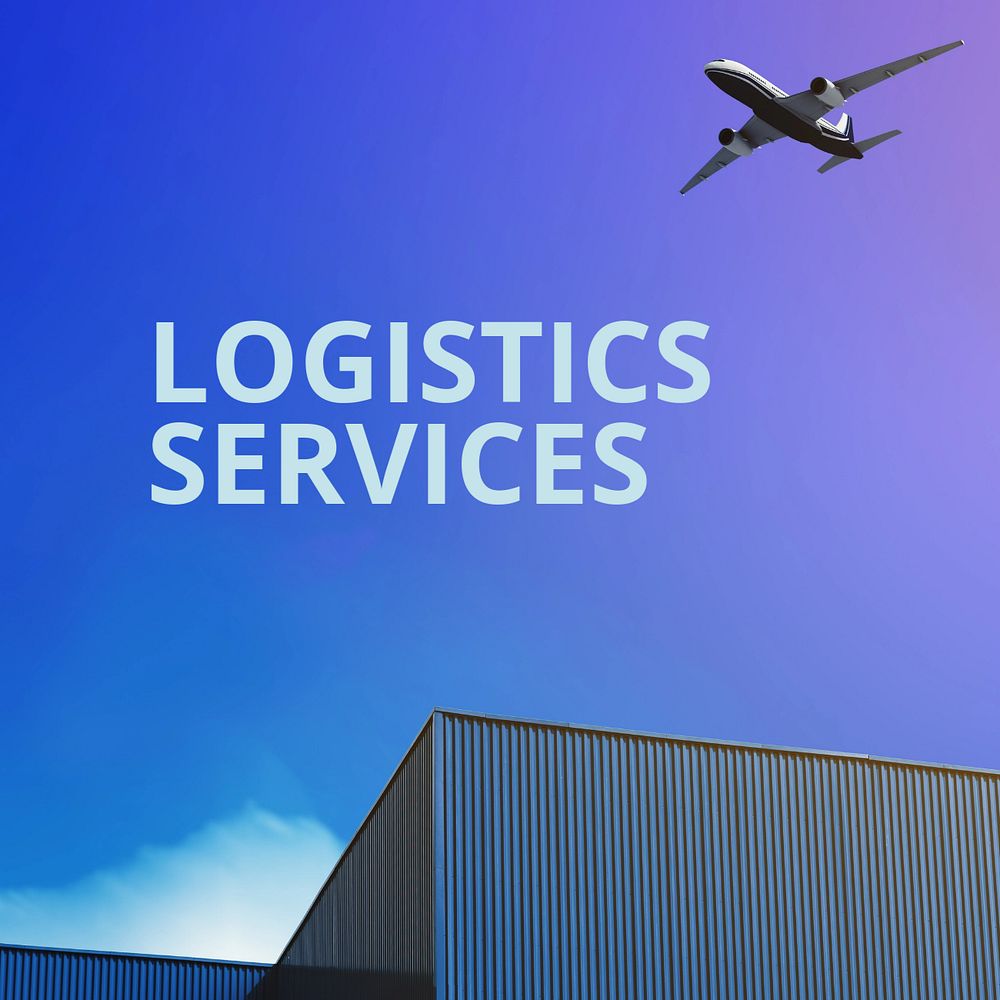 Logistics services Instagram post template, editable text