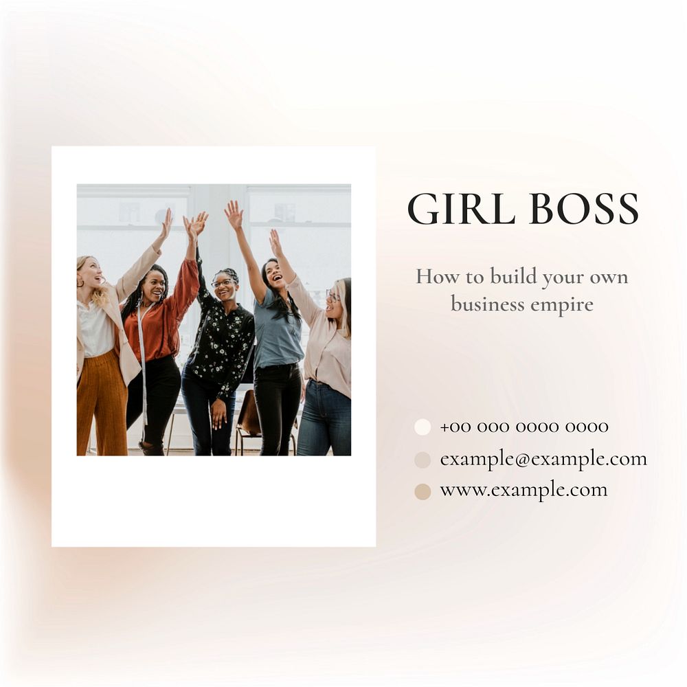 Girl boss Instagram post template, editable text