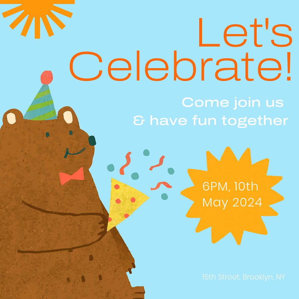 Let's celebrate! Instagram post template, editable text