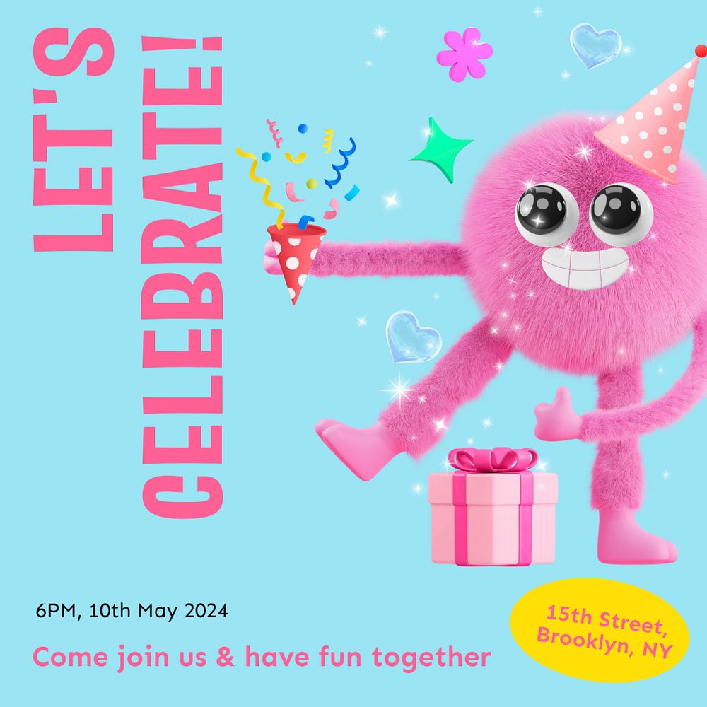 Let's celebrate! Instagram post template, editable text