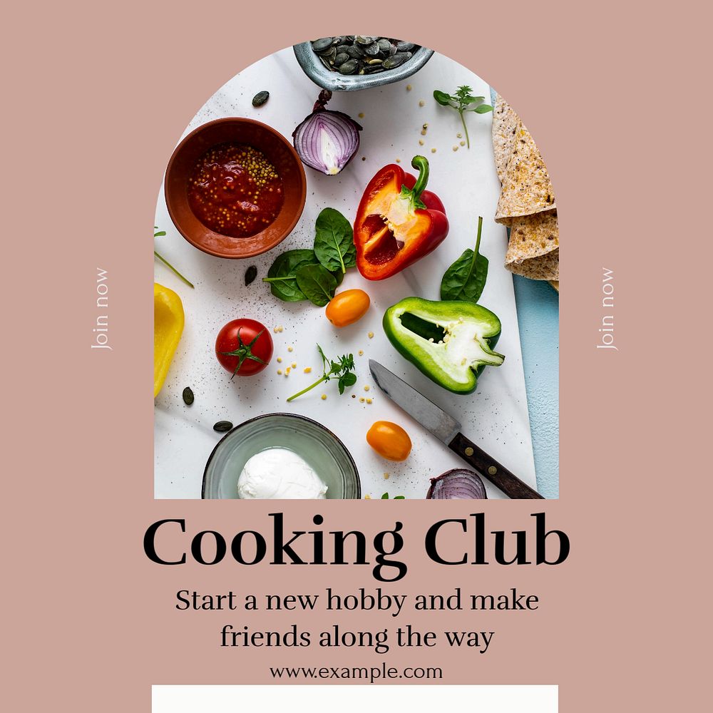 Cooking club Instagram post template, editable text