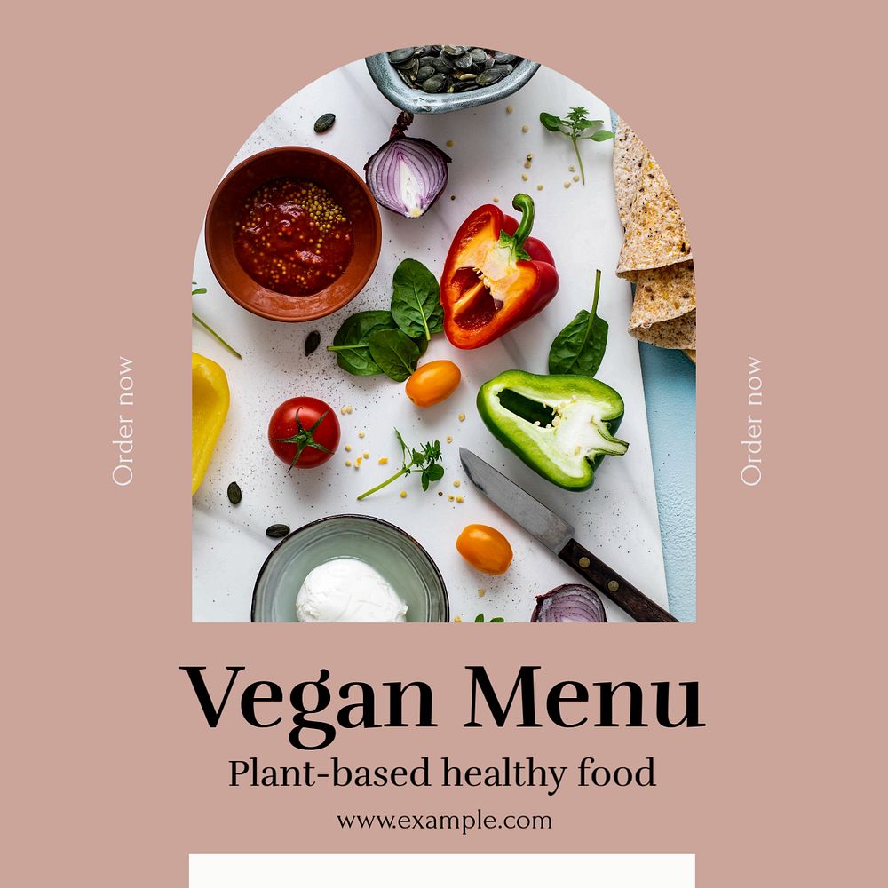 Vegan menu Instagram post template, editable text