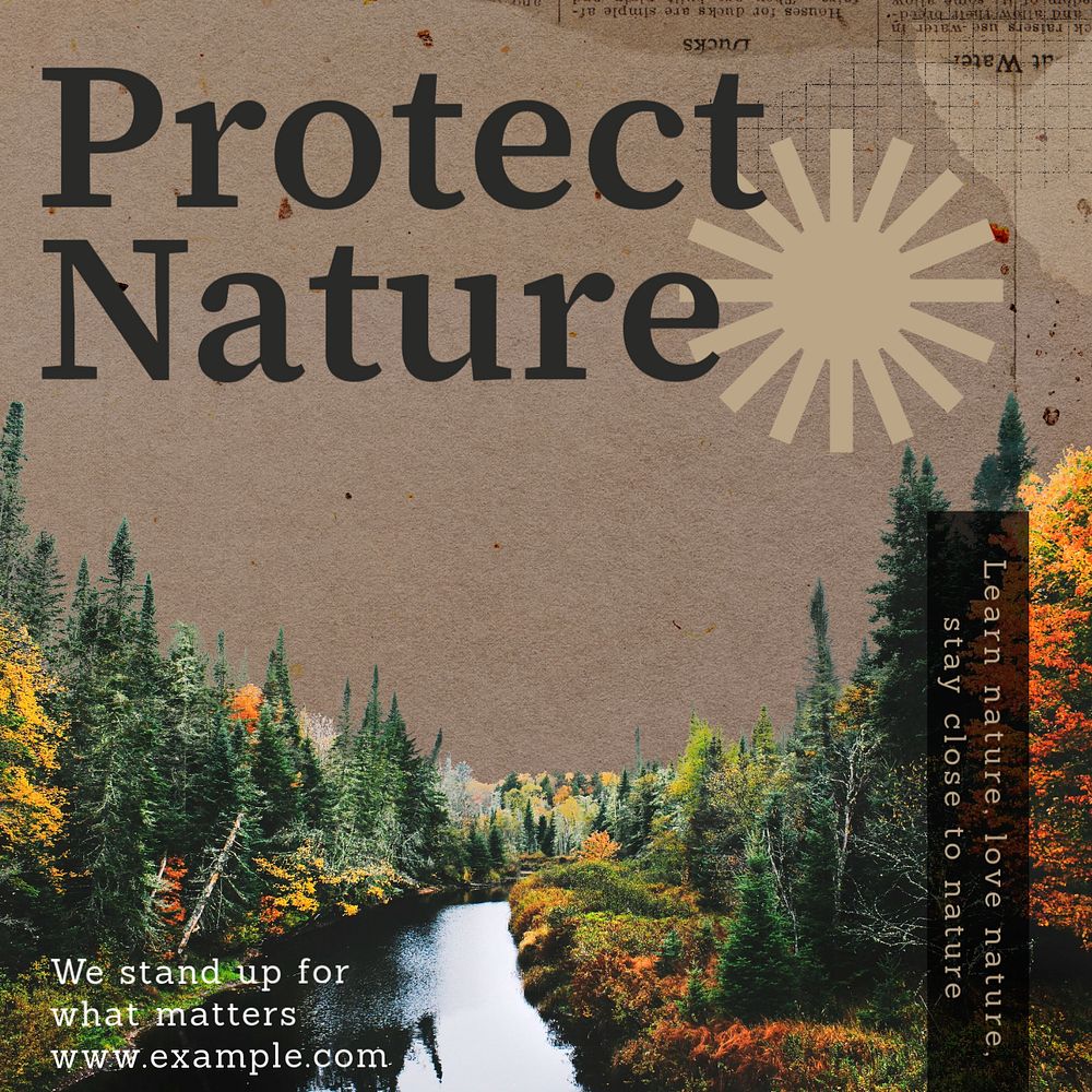 Protect nature Instagram post template, editable text