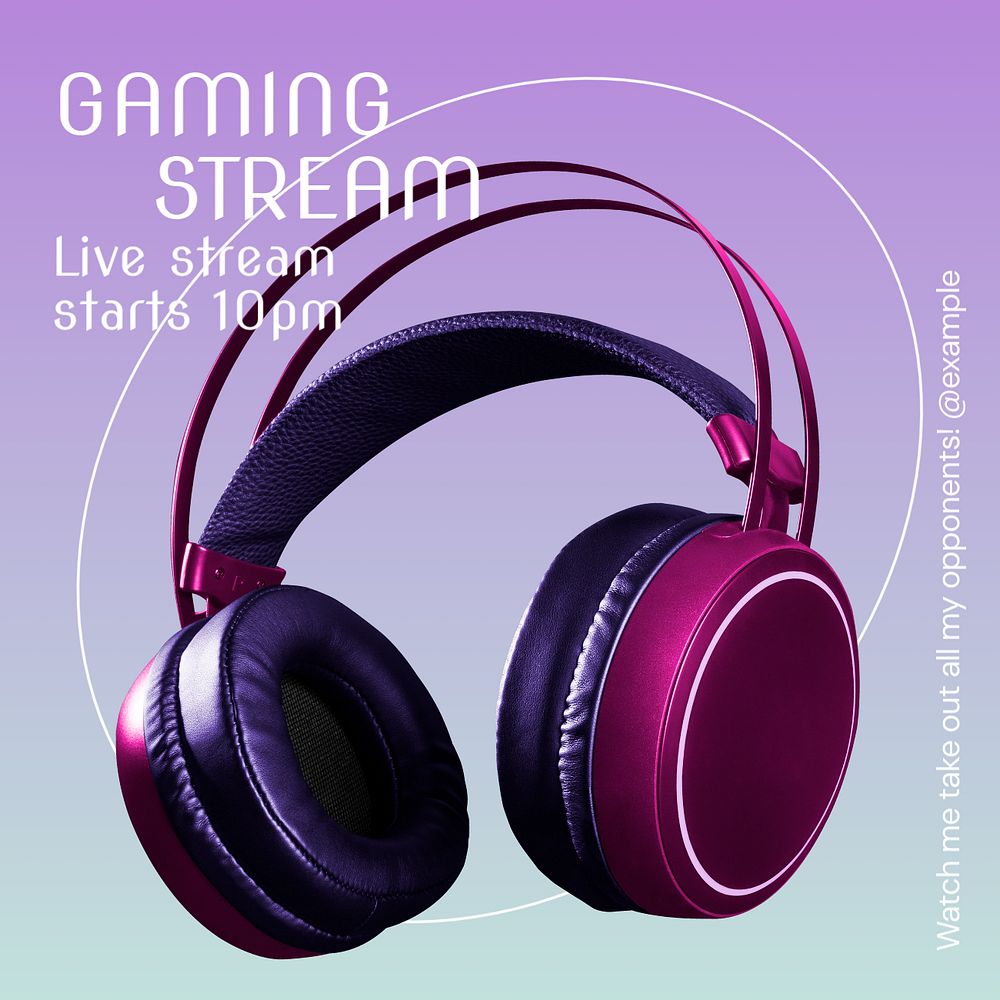 Gaming stream Instagram post template, editable text