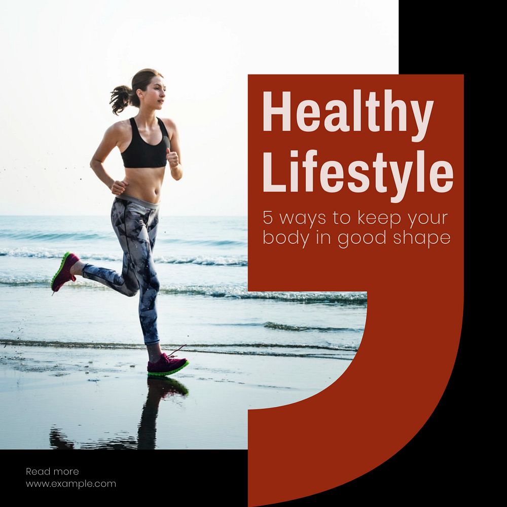 Healthy Lifestyle Instagram post template, editable text