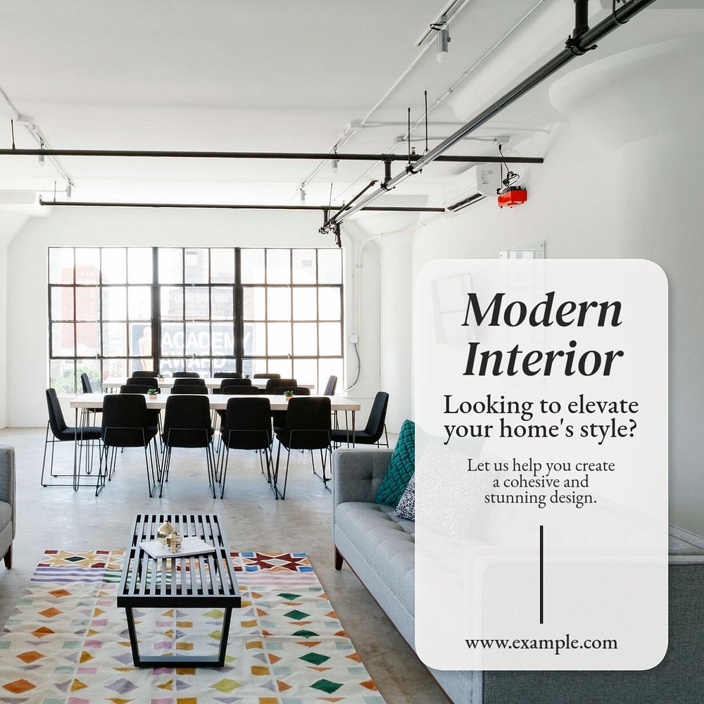 Modern interior Instagram post template, editable text