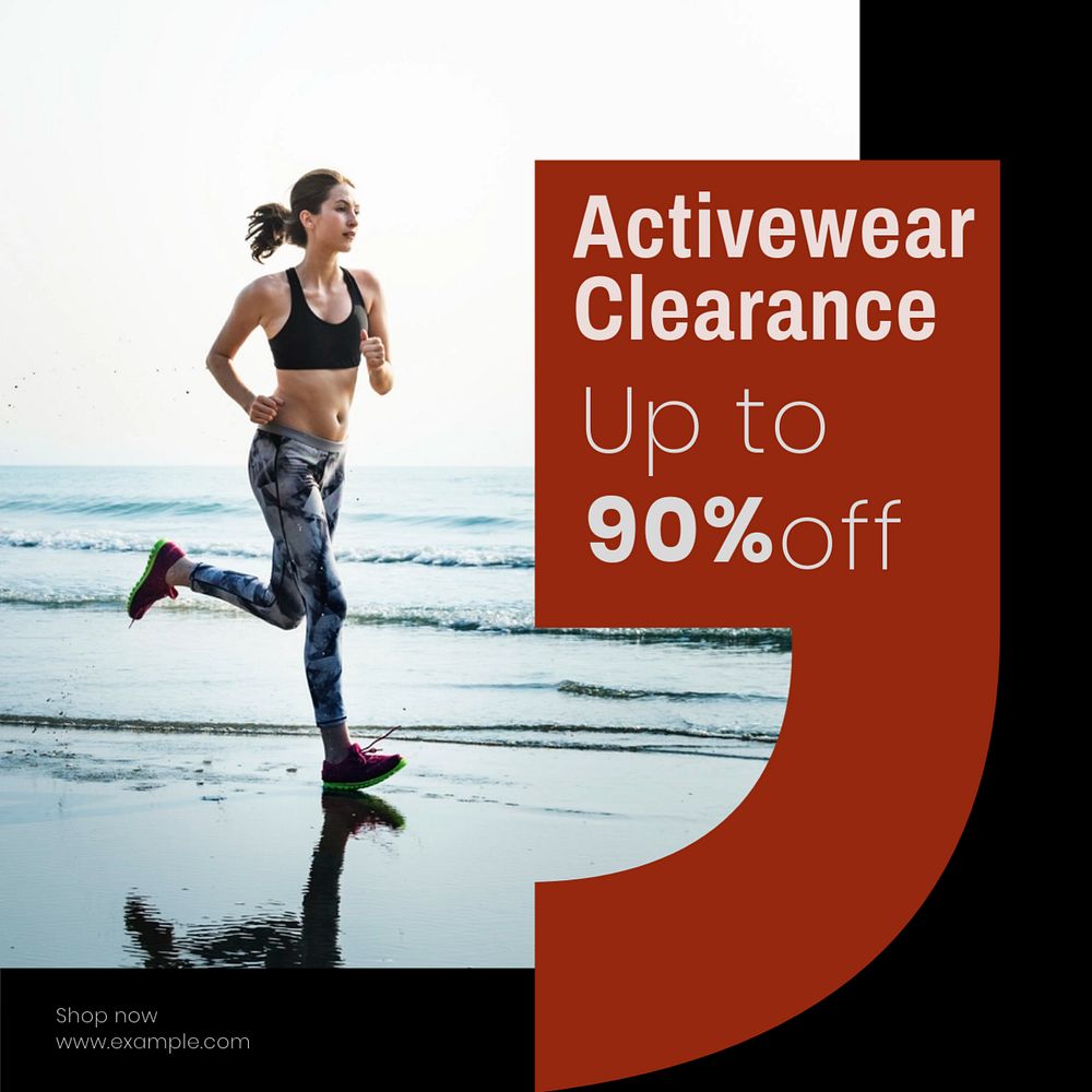 Activewear clearance sale Instagram post template, editable text