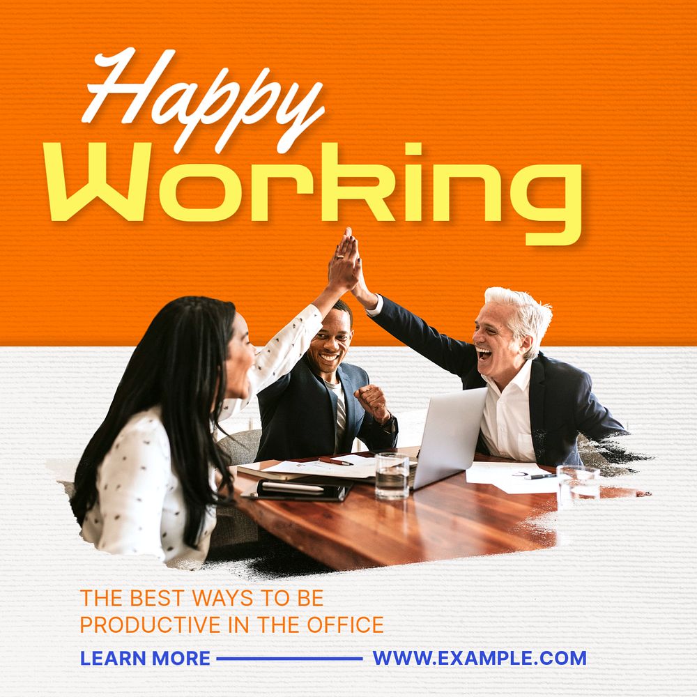 Productive at work Instagram post template, editable text