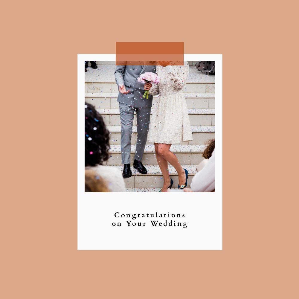 Happy wedding Instagram post template, editable text