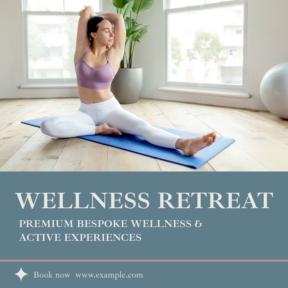 Wellness Retreat Instagram post template, editable text