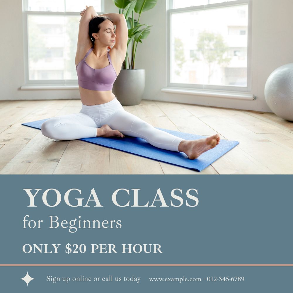 Yoga class Instagram post template, editable text