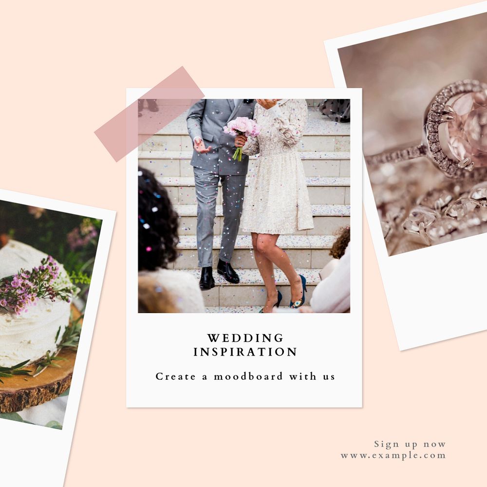 Wedding inspiration Instagram post template, editable text