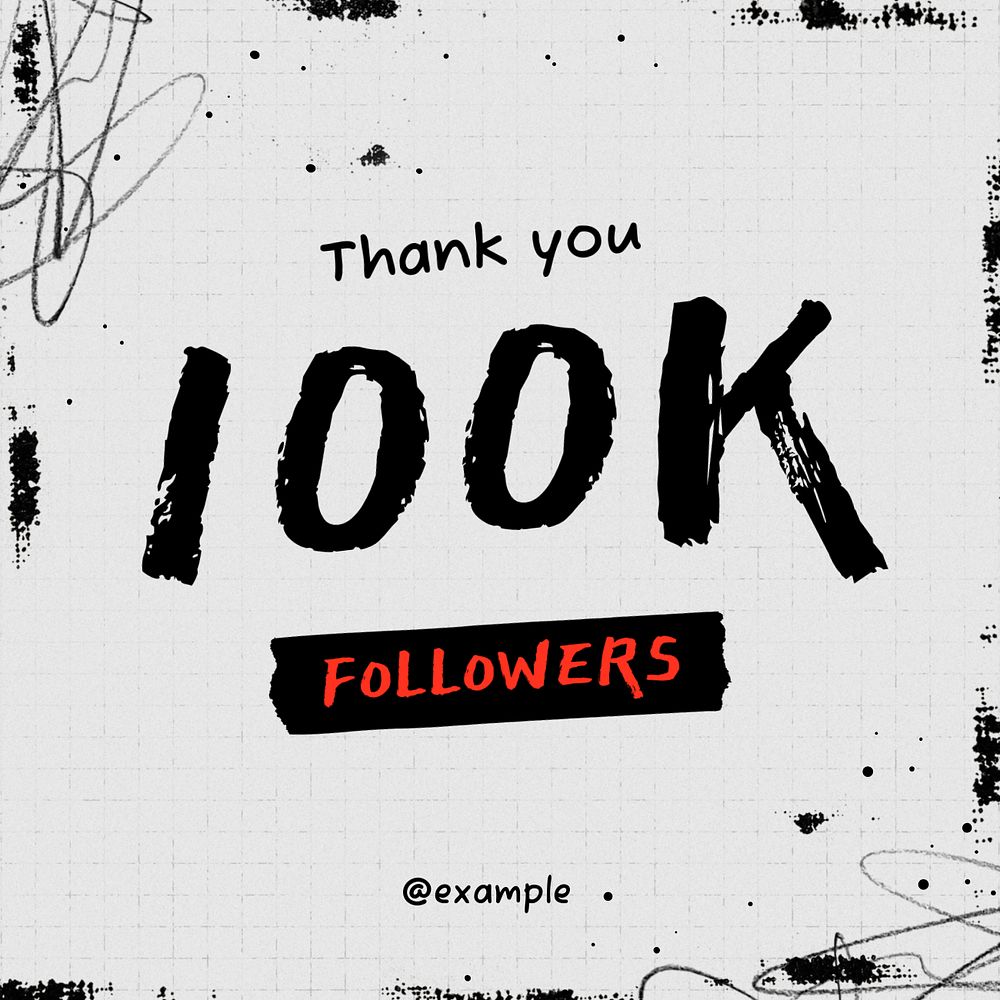 100k followers Instagram post template, editable text