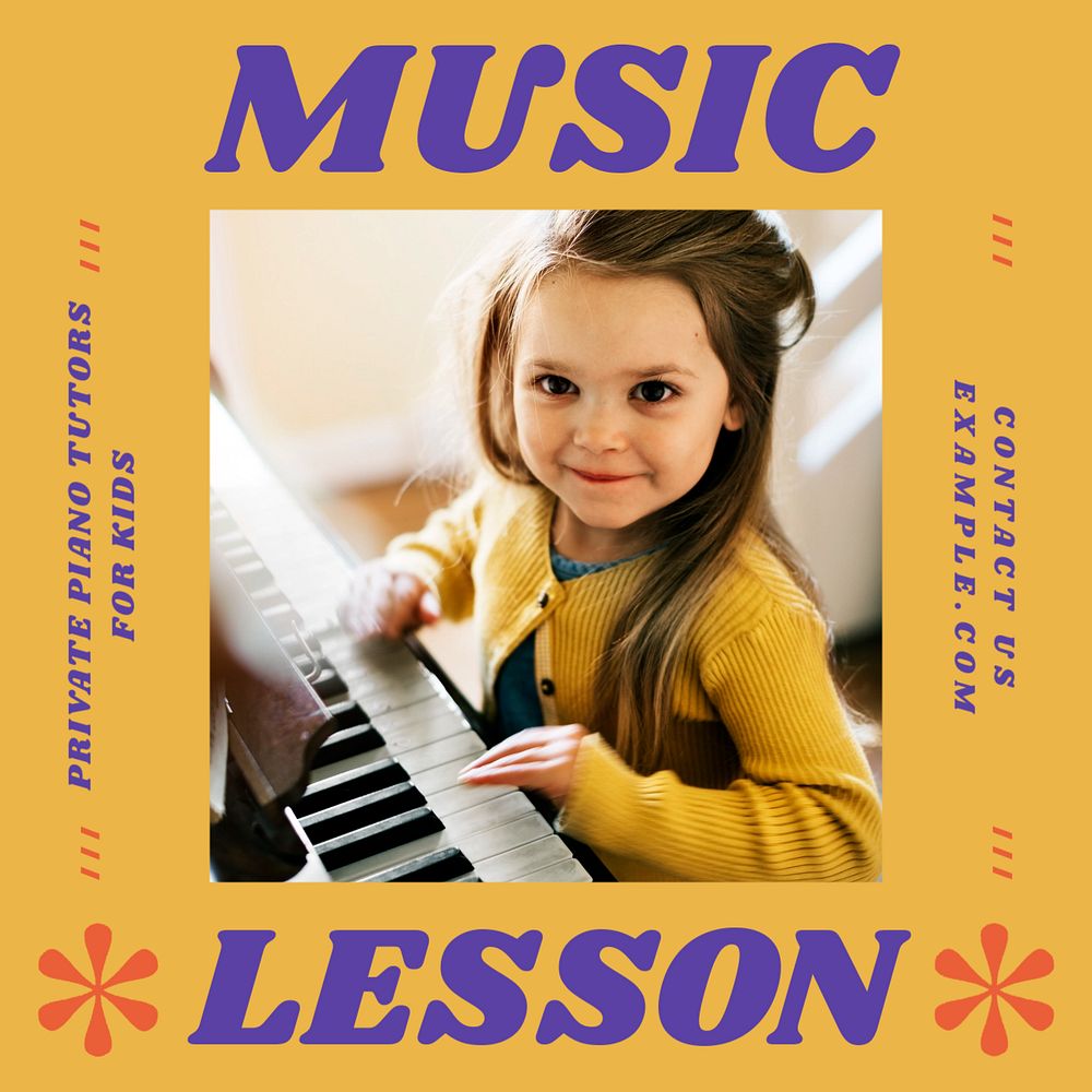 Music lesson Instagram post template, editable text