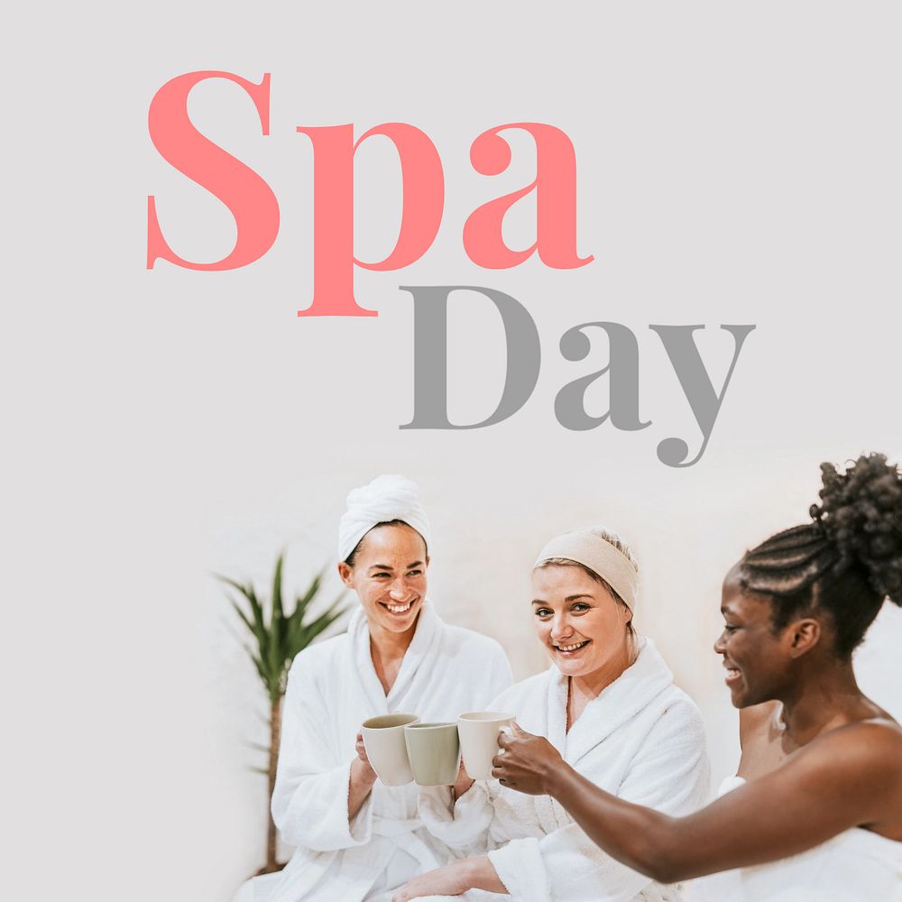 Spa Day Instagram post template, editable text