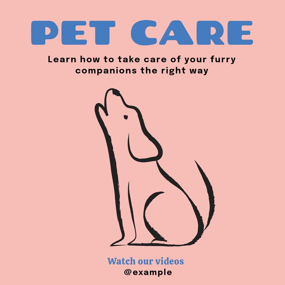 Pet care tutorials  Facebook post template, editable design