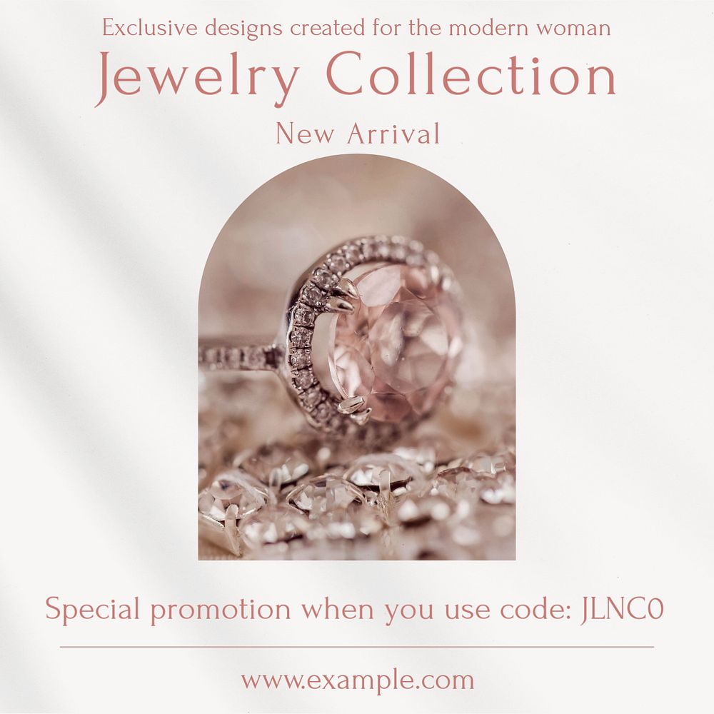 Jewelry collection Instagram post template, editable text