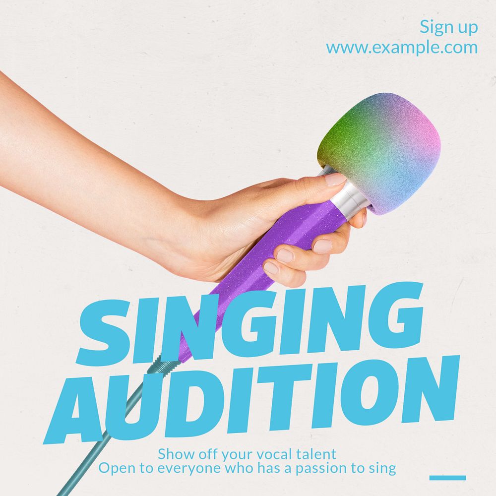 Singing audition Instagram post template, editable text