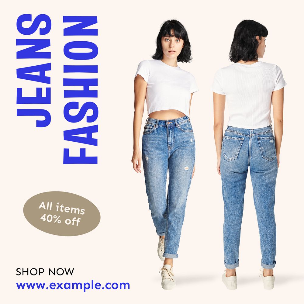 Jeans, fashion sale Instagram post template, editable text