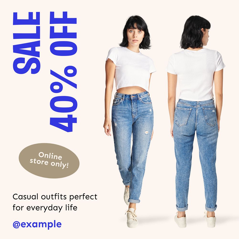 Clothes outfit shopping Instagram post template, editable text