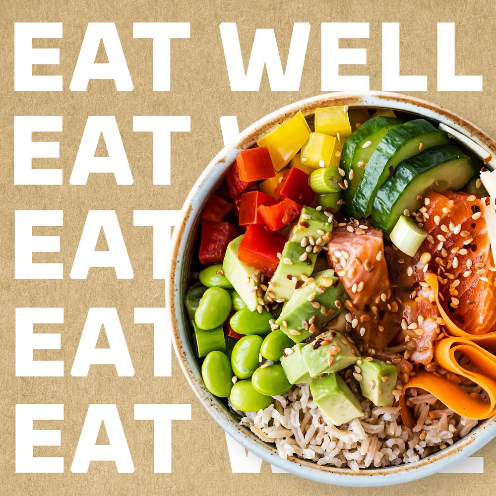 Eat well Instagram post template, editable text