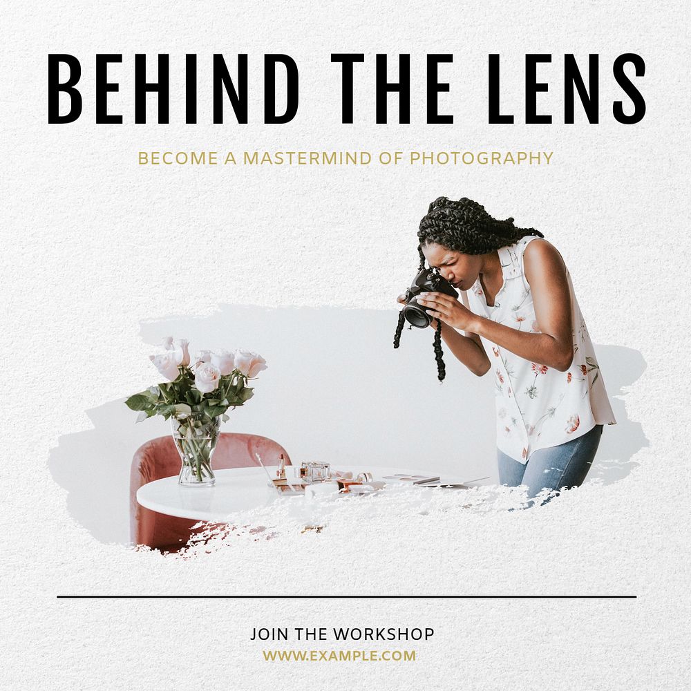 Photography workshop Instagram post template, editable text