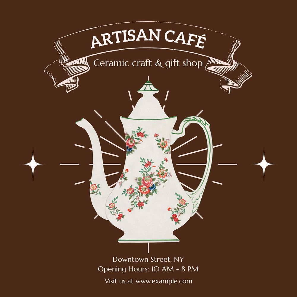 Artisan cafe Instagram post template, editable text