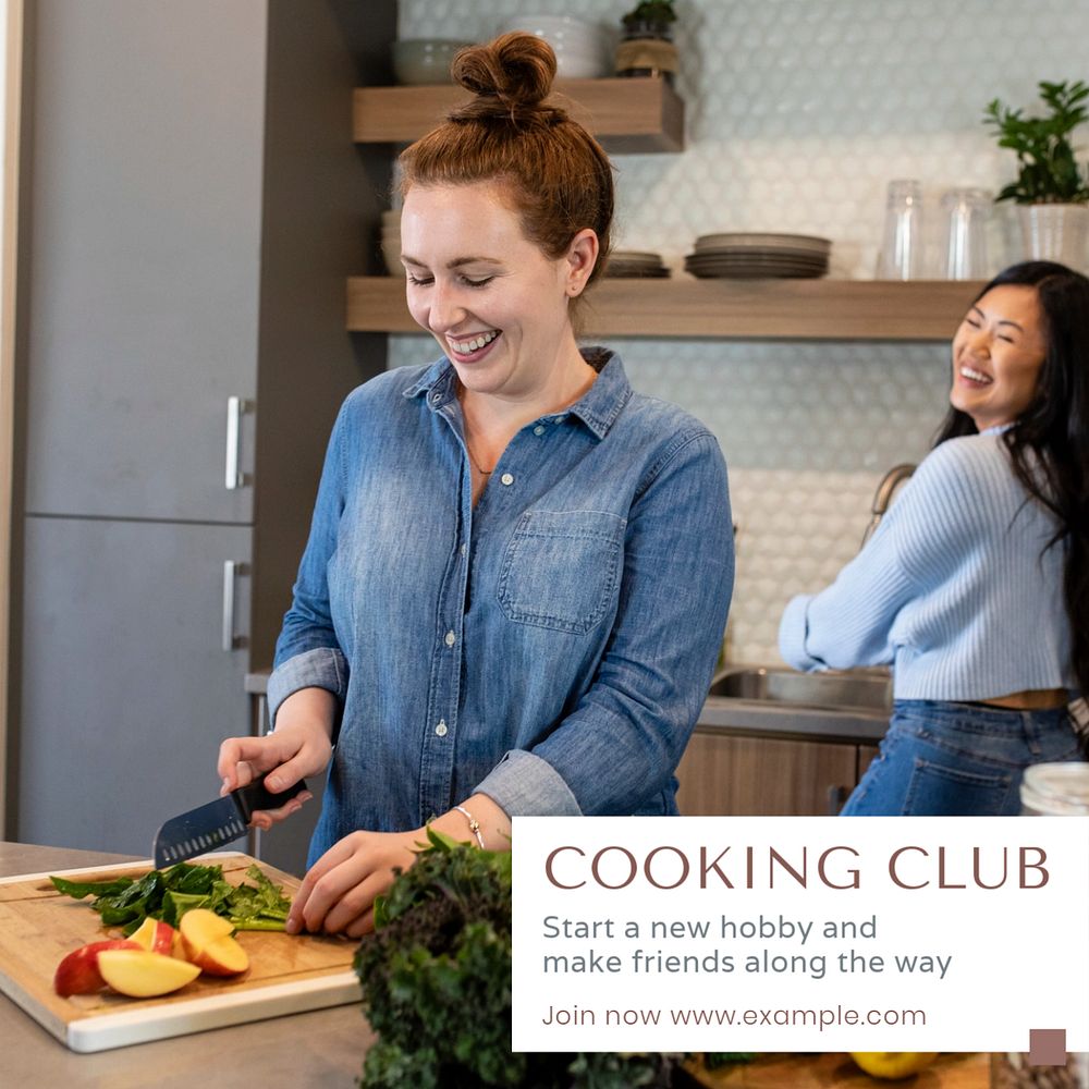 Cooking club Instagram post template, editable text