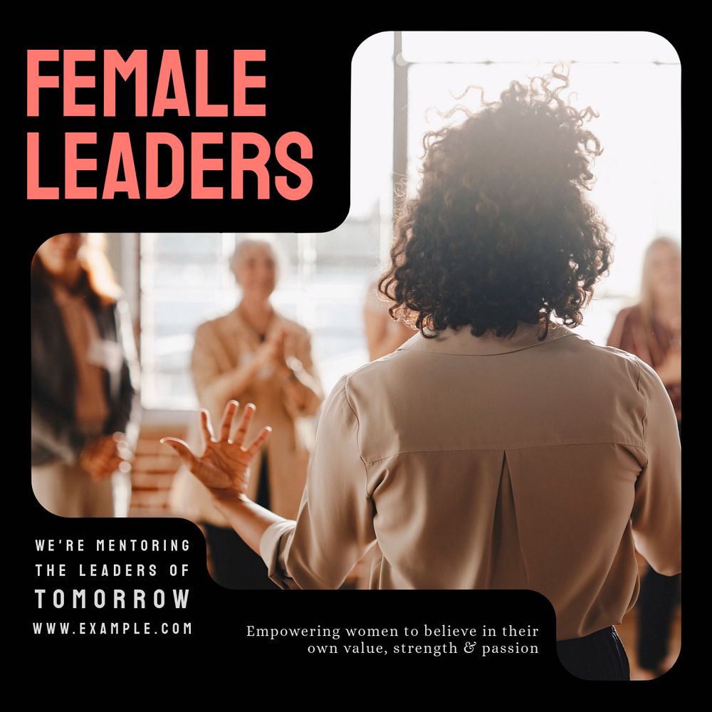 Female leaders Instagram post template, editable text