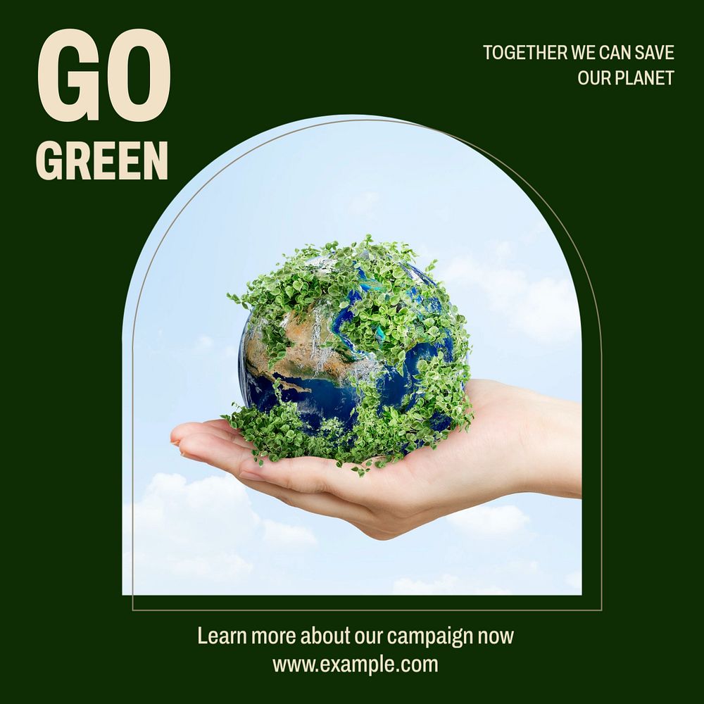 Go green Instagram post template, editable text