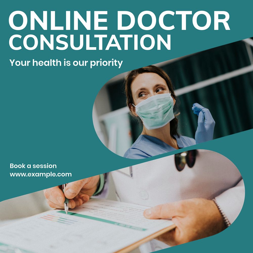 Online doctor Facebook post template, editable design