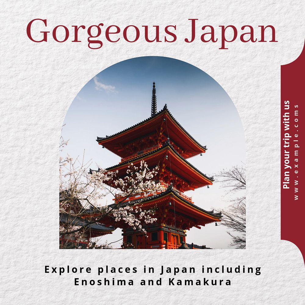 Japan travel ads Instagram post template, editable text