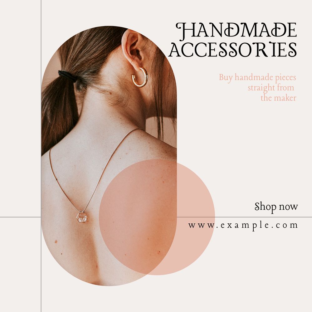 Handmade accessories Facebook post template, editable design